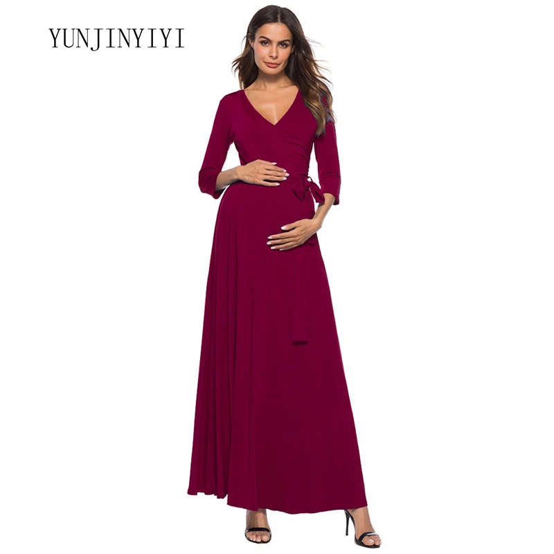 Платья с глубоким v образным вырезом и длинными рукавами для беременных женщин