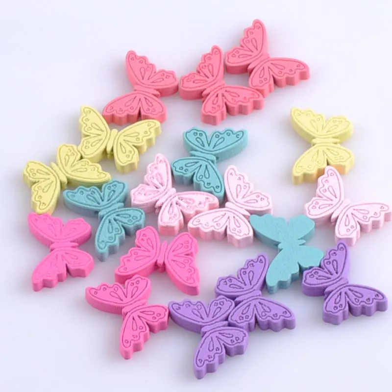 

100pcs Mixed Butterfly Pattern Wooden Spacer Beads For Jewelry making DIY 24x18mm MT1421