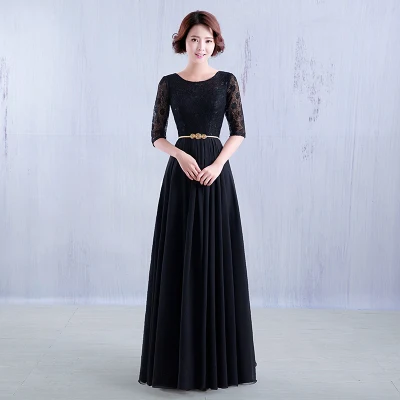 DongCMY Новая мода Длина до пола длинный дизайн vestido de festa robe de soiree платье подружки невесты - Цвет: black