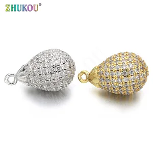 Новые модные латунные кубические циркониевые Подвески кулон в форме капли воды формы, фурнитура для ювелирных изделий, отверстие: 1 мм, Модель: VD374, 10 х16 мм