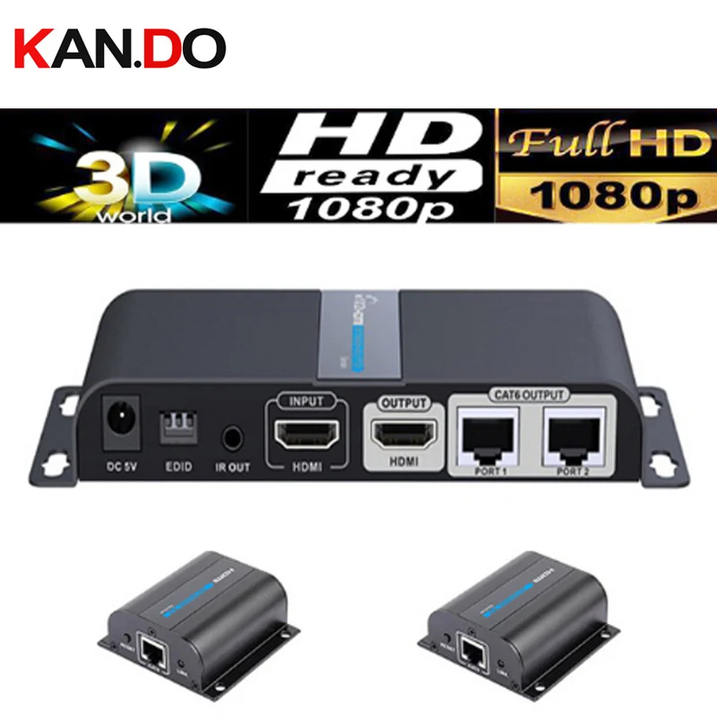 712pro 2 портовый UTP HDMI 1X2 расширитель разветвитель по cat5e/6 кабелям до 50 м с ИК и POE(1