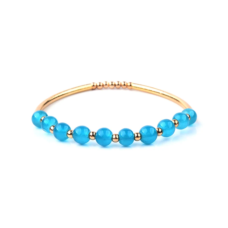 Cyan Glass Beads Браслет BOJIU 7 Чакра из лавового камня для женщин с золотыми трубками, кварцевым камнем, ароматерапия, эфирные масла, диффузный браслет, ювелирные изделия, BC200 - Окраска металла: Cyan Glass Beads
