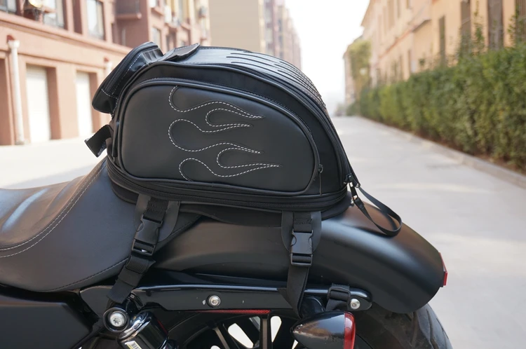 17L до 24L микрофибра кожа Harley &amp Cruiser пламя Мотоцикл расширяемый Хвост сумка |
