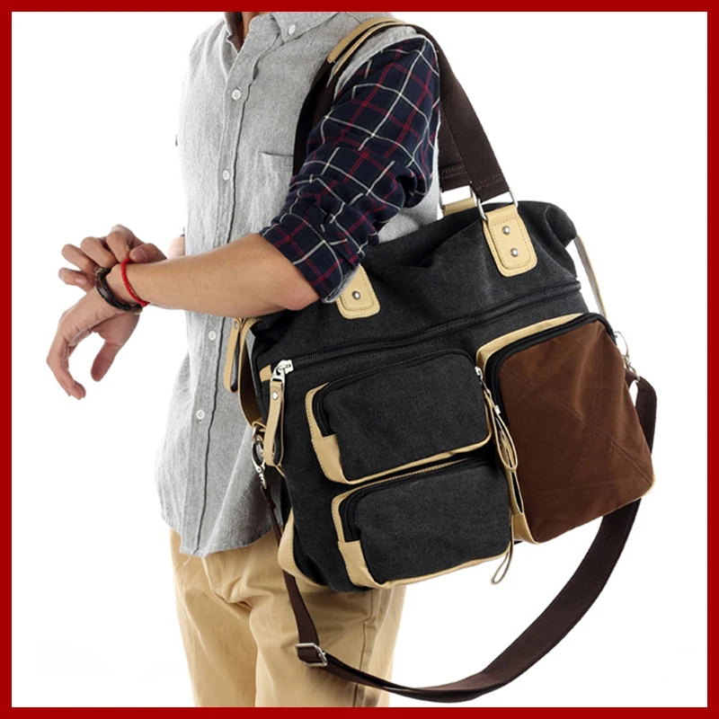 Винтажный Мужской портфель canvs из 100% хлопка в стиле ретро мужская сумка тоут для