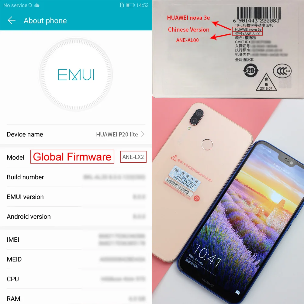 Global ROM huawei P20 Lite Nova 3e 4/128 ГБ Face ID отпечатков пальцев полный вид Экран 24MP фронтальная