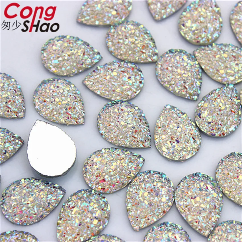 100pcs10*14 мм Bling AB цвета выпуклая минеральная поверхность кристальная Смола Стразы
