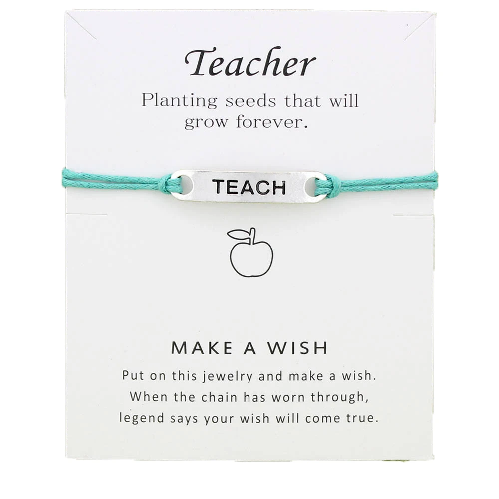 Женский браслет с надписью Wish Card Teachers Day двойной цепочкой и Teach Friend Love Make A