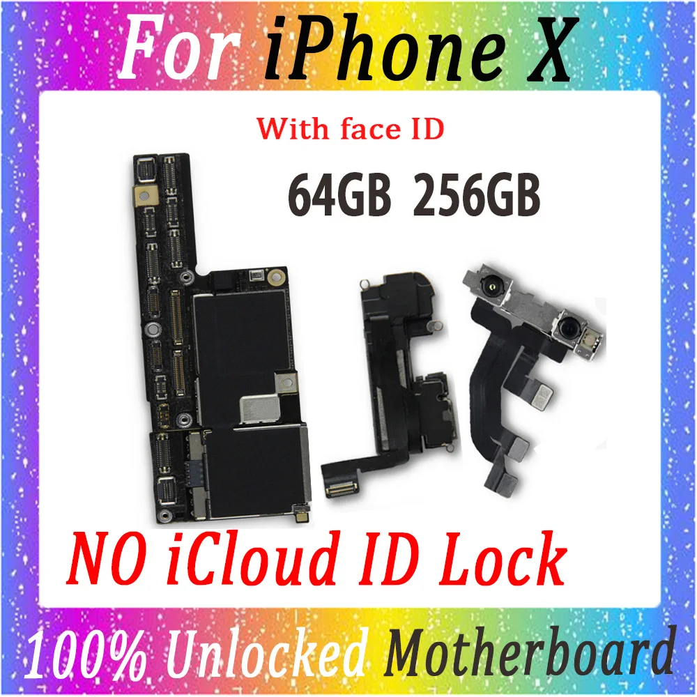 64 Гб 256 ГБ для IPhone X 10 с лицом ID 100% оригинальная разблокированная материнская плата