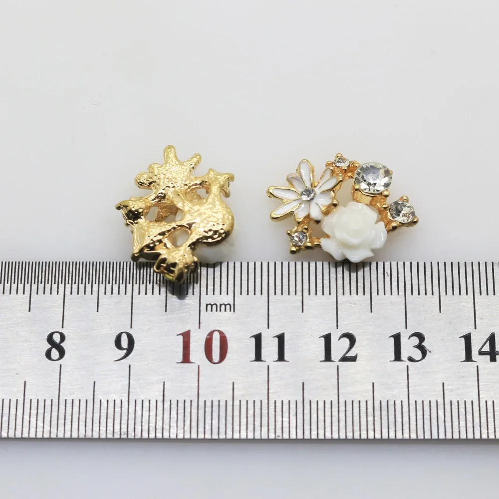 Новинка 10 шт. пуговицы из металлического сплава с цветами/стразы металлическая