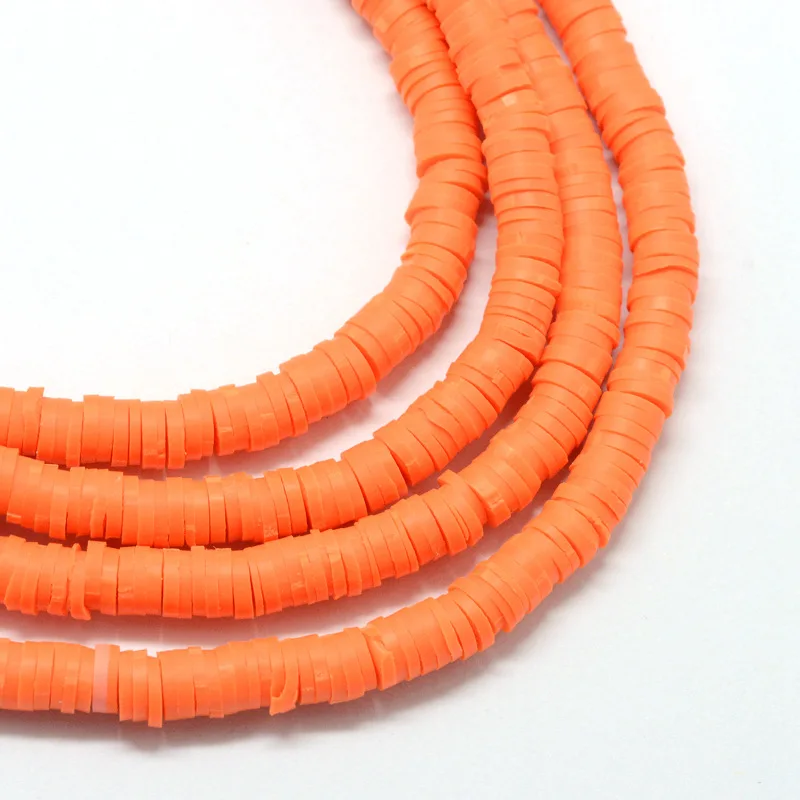 OrangeRed 6x1 мм 380~ 400 шт/прядь плоский круглый ручной работы Полимерная глина россыпью Boho африканские бусины разделители для ювелирных изделий делая результаты DIY D35 - Цвет: OrangeRed