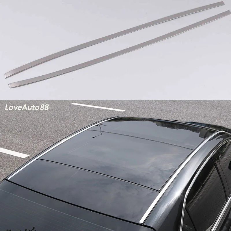 Roof trim Silver Нержавеющая сталь Авто Боковая юбка Автомобильная крыша передняя отделка боковое тело декоративная отделка дверей для Toyota Camry - Название цвета: Roof trim Silver