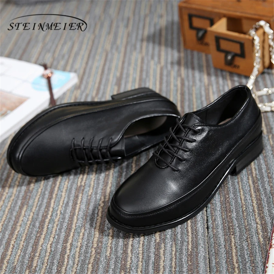 

Genuine cow leather brogues designer vintage women flats shoes handmade white black oxford shoes for women 2020 with fur