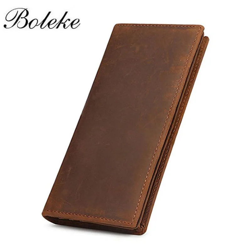 Брендовый мужской кошелек из натуральной кожи Винтажный Длинный двойной