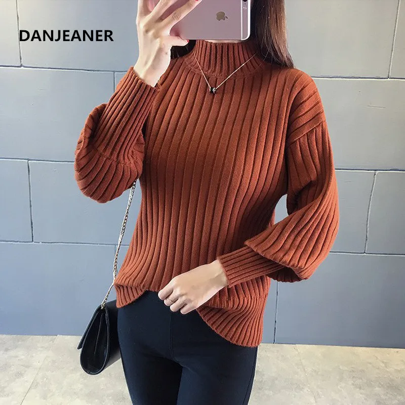 Однотонные свитера Danjeaner с высоким воротником женские зимние модные кашемировые