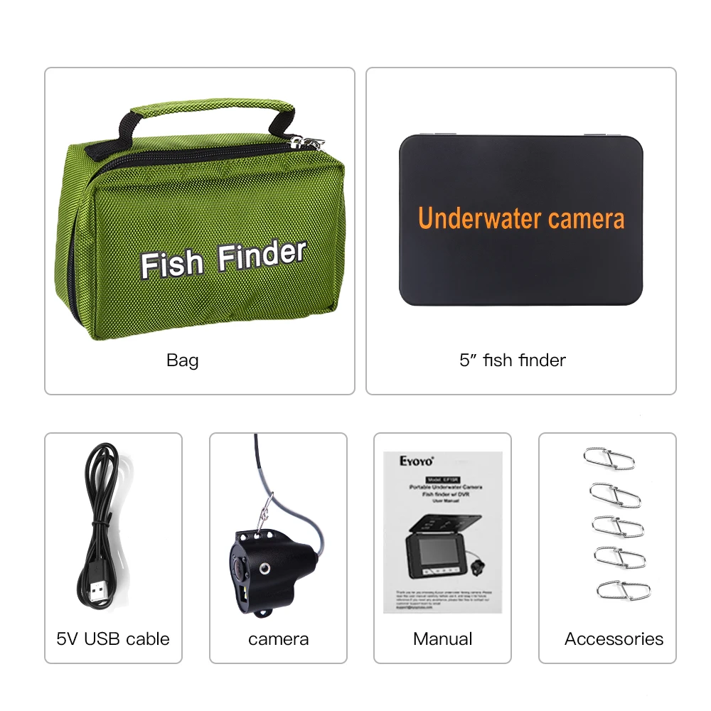 

Eyoyo 5" Inch 15M 30M 1000TVL Fish Finder Underwater Fishing Camera For Ice/Sea deeper fishfinder fisch finder kamera podwodna