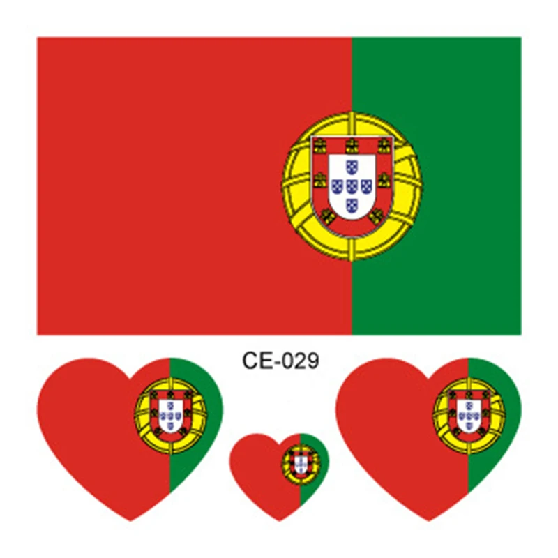 Portugal Новые 10 шт./партия 32 Флаг стран тату наклейки для тела 6*6 см футбольные грибы переводные наклейки для лица футбольная Тема татуировки - Цвет: Portugal