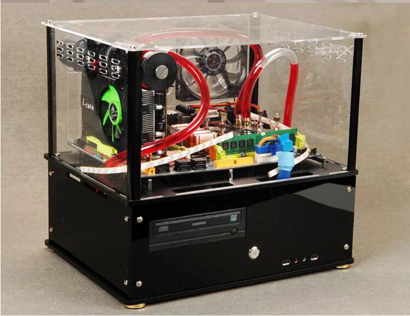 DIY Acrylic transparent chassis Open Frame Horizontal MATX PC case Water Cooling host Box computer Parts gabinete computador
