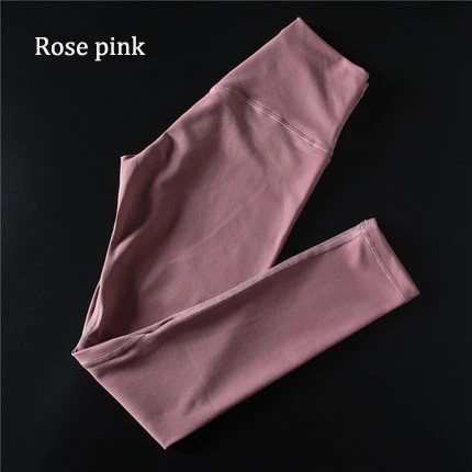 Rose Pink Супер мягкие обнаженные штаны для йоги и фитнеса для женщин 4-Way эластичные спортивные лосины анти-пот высокая Талия тренажерный зал Спортивные Леггинсы - Цвет: Rose Pink