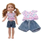 Милая маленькая свежая разноцветная футболка в горошек + шорты комплект из двух предметов для американской куклы размером 14,5 дюйма
