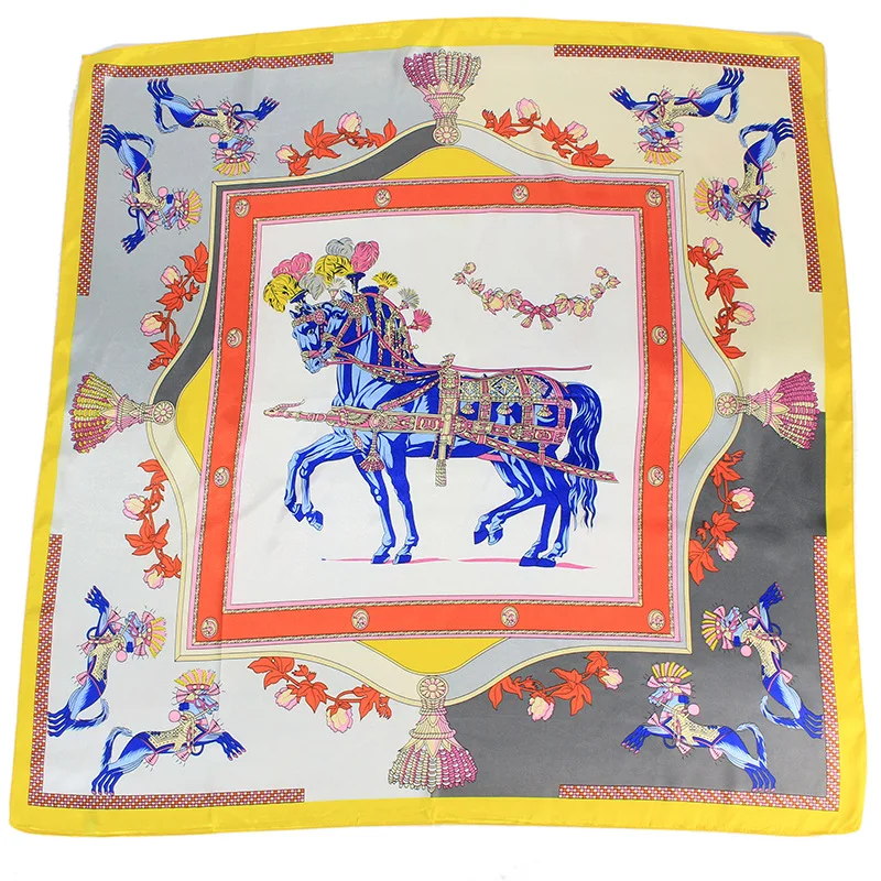 

90*90cm fashion scarf women carriage chain printed lady silk scarf gift satin imitation silk scarf joker Bag towel