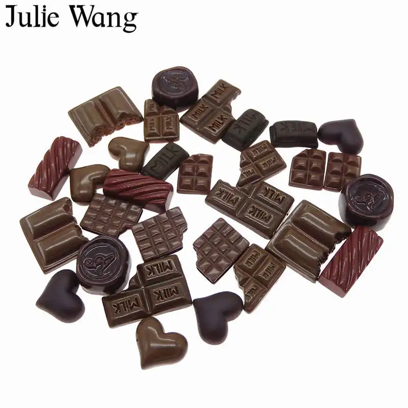 Julie Wang 30 шт. смешанный каучук молоко сердце шоколад хлеб еда кабошон слайм