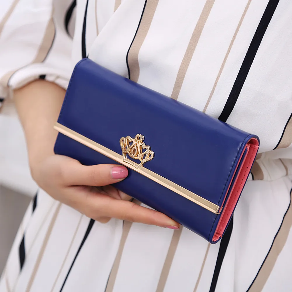 2017 женские кошельки женский клатч корона Длинный кошелек carteras mujer держатель для