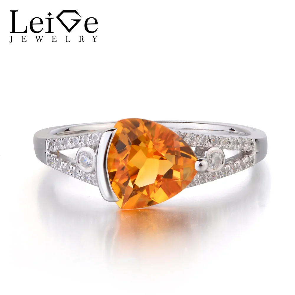 Украшения leige Настоящее натуральное цитрин цельное кольцо из стерлингового