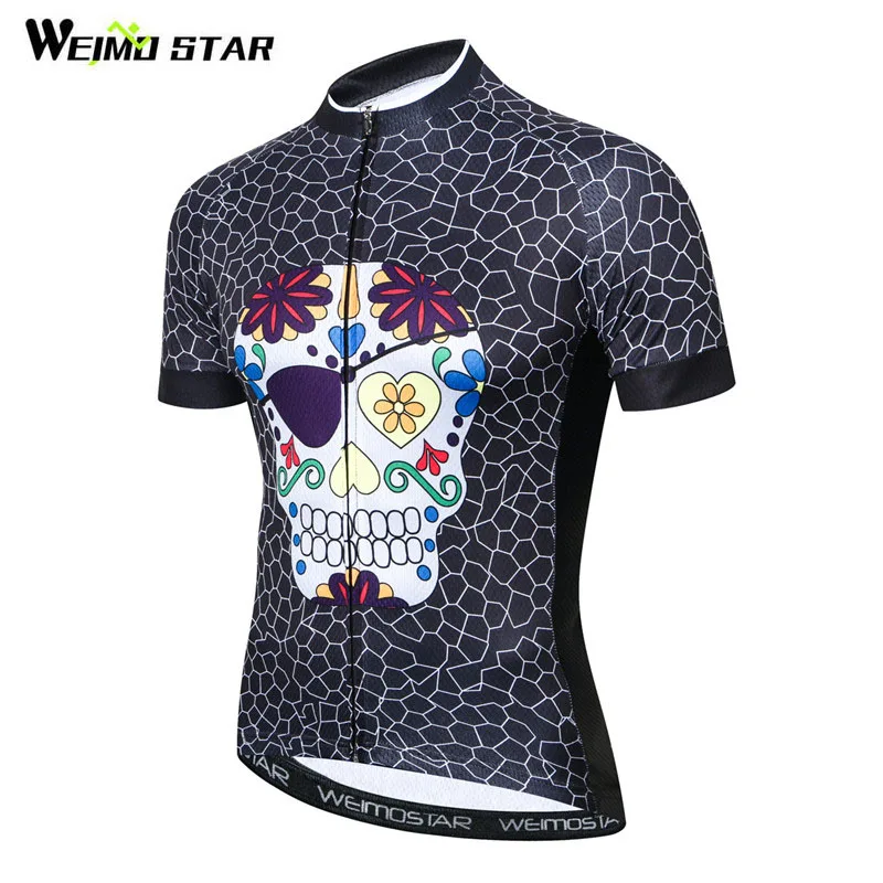 

Weimotar 2018 Bike Team Skull Cycling Jersey Shirt Summer Mountain Bicycle Clothing Ropa Ciclismo Quick Dry mtb Bike Jersey Tops