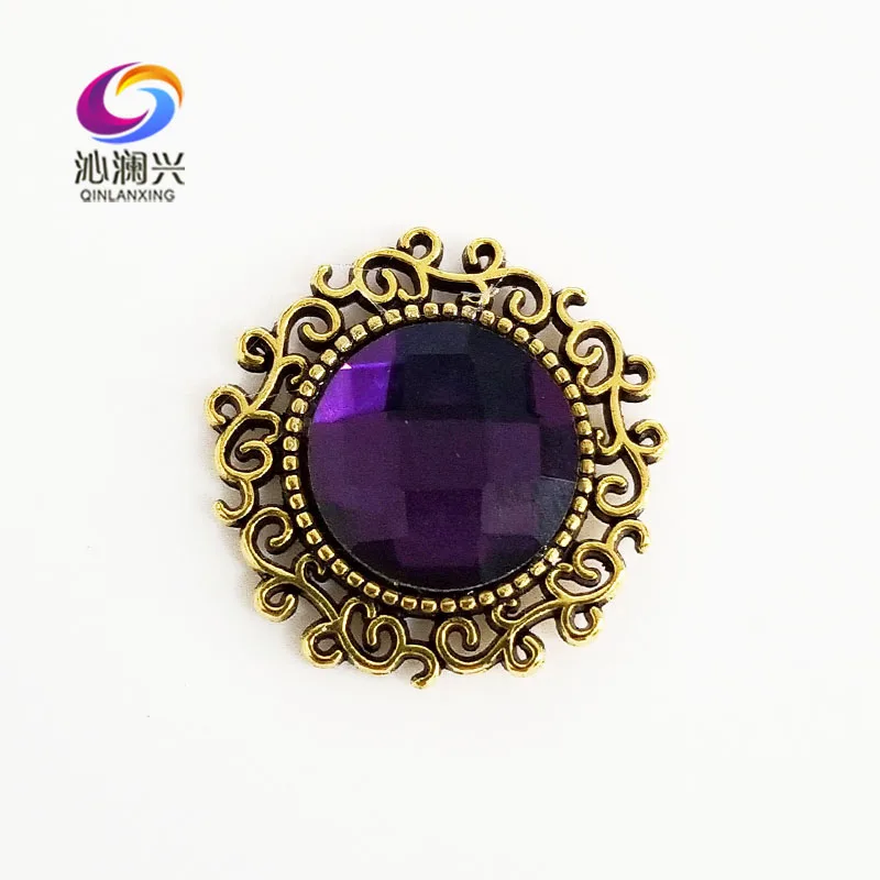 violet 25 мм бронза цвет круглой формы плоские стеклянные кристаллы стразы, на камнях для Diy/ювелирные изделия аксессуары 5 шт./упак - Цвет: violet