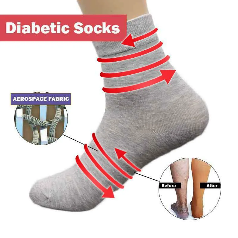 

1 Pair Large Size Tube Socks For Foot Discomfort Diabetic Feet Edema Swelling Calcetines Hombre