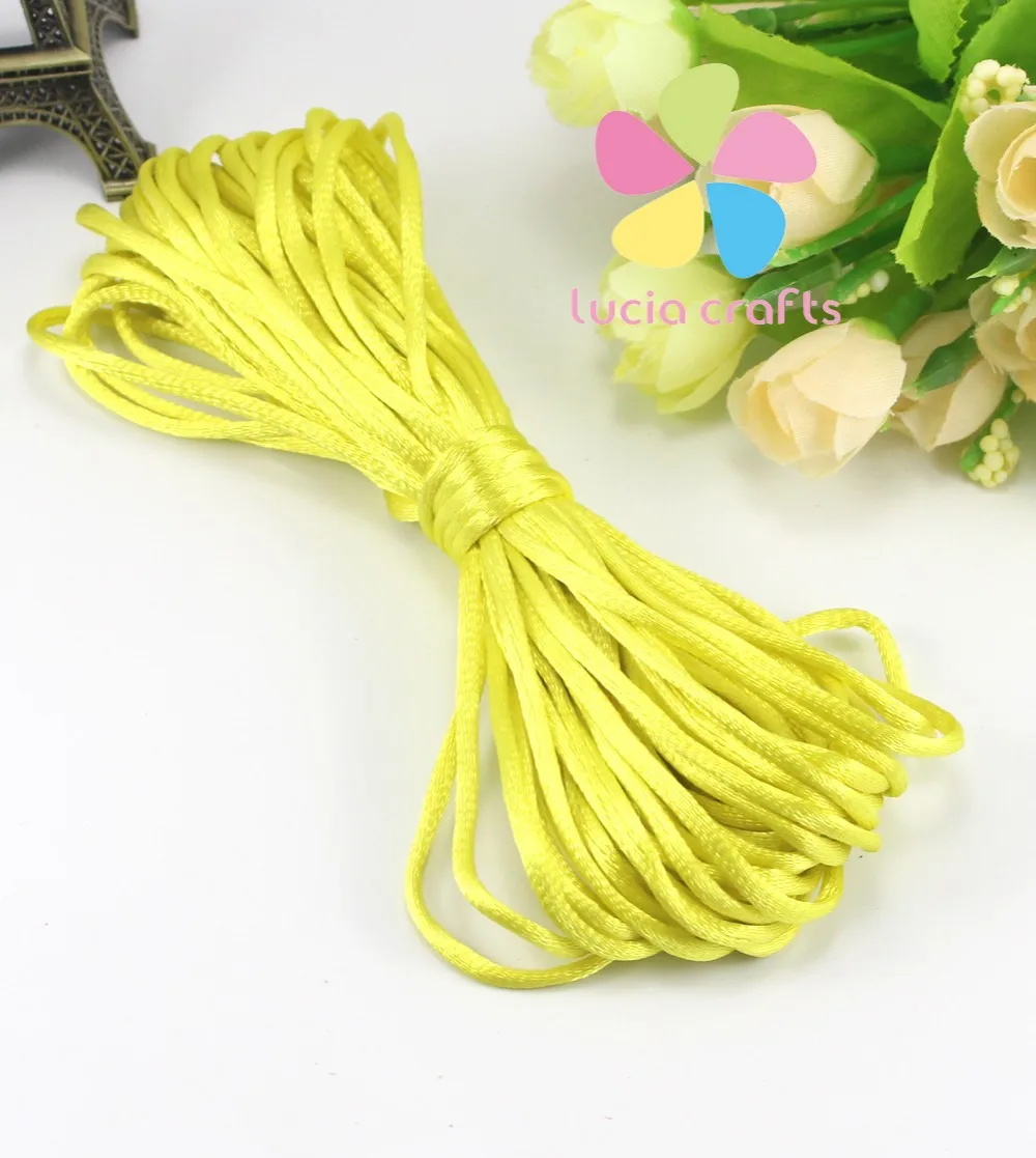Color 11 yellow Lucia crafts 10 лет/Лот, 2 мм, мягкий сатиновый шнур, шелковый шнур макраме, нейлоновая веревка, аксессуары для рукоделия, W0402 - Цвет: Color 11 yellow