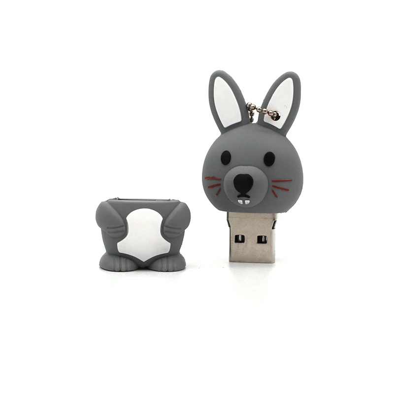 Популярный креативный мультяшный Мини милый серый кролик Usb флэш накопитель