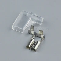 50sets 4 8 right angle crimp terminal with case 4 8mm insulated spring connector flag female cold terminal
