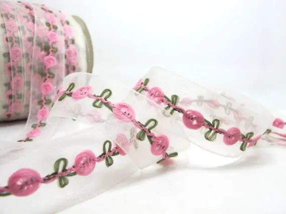 2 ярда 1 дюймовая прозрачная шифоновая лента с искусственной синельной отделкой |