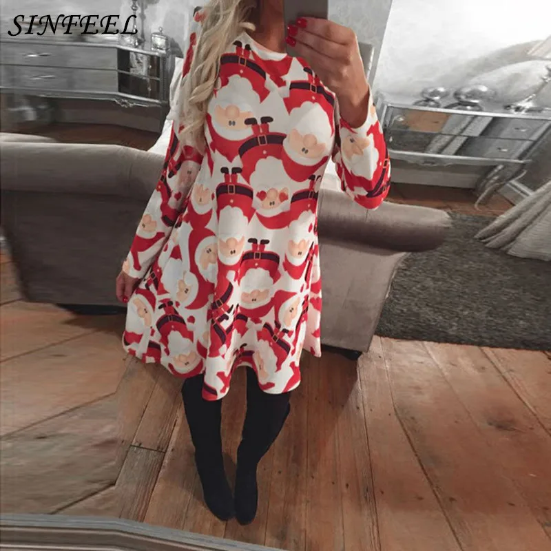 5XL рождественское платье для женщин 2017 зима осень винтажное элегантное