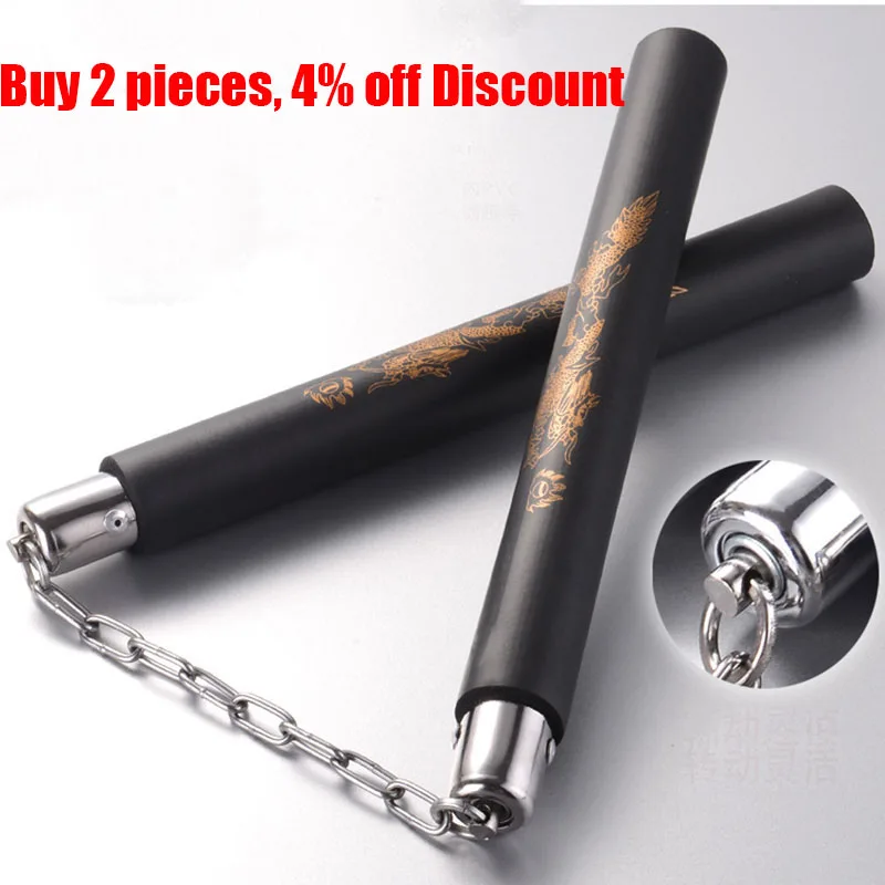 Губка Nunchakus Dragon утолщенная губка Nunchaku Брюс Ли кунг фу черная и красная палка для