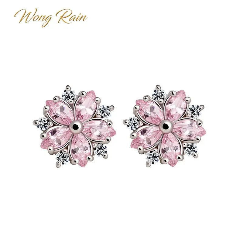 Серьги Wong Rain из 100% стерлингового серебра 925 пробы с розовым топазом драгоценными