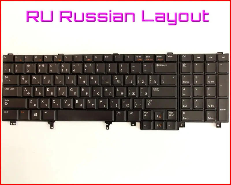 Новая клавиатура RU Русская версия для ноутбука Dell Latitude E6540 E6520 M4800 M6800 E5520M без точечной палочки с не подсветкой