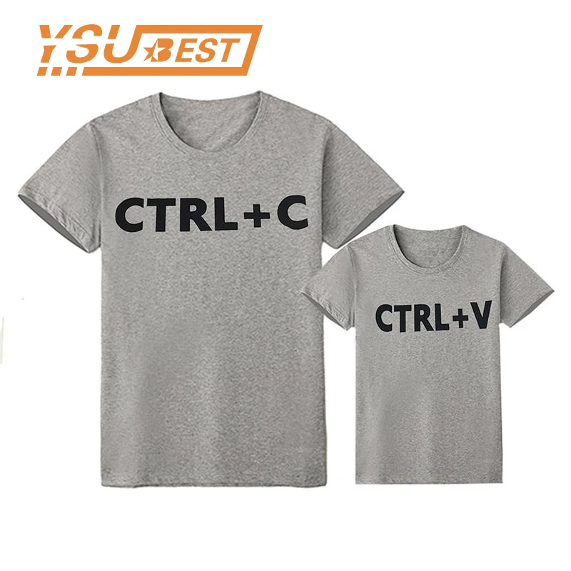 CTRL C+CTRL V Pattern Family Look Dad Son T Shirts Matching Clothes Boys Children Clothing Outfits | Мать и ребенок