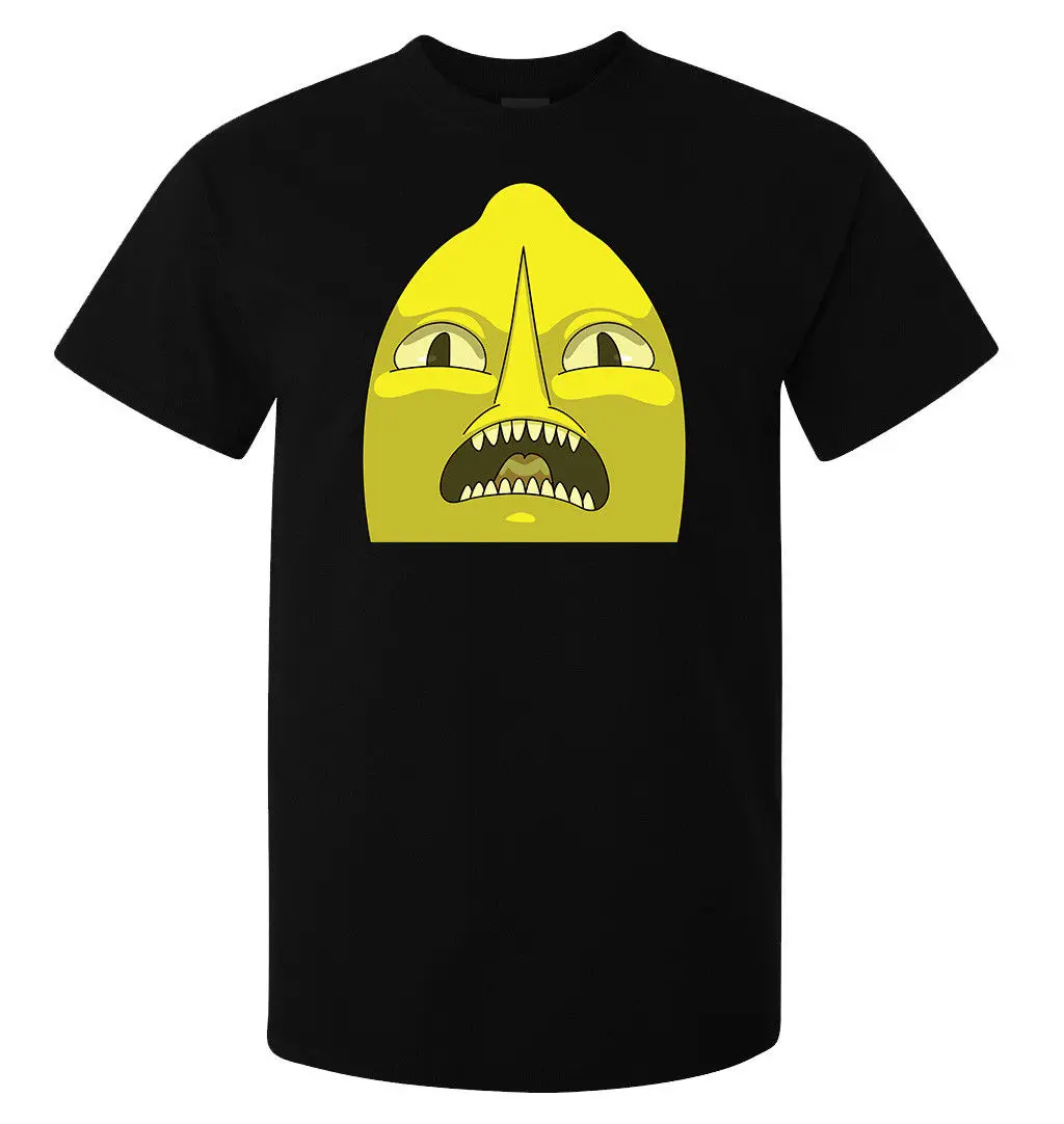 Adventure time Earl of Lemongrab Face Мужская (женская в наличии) футболка Черная мультяшная