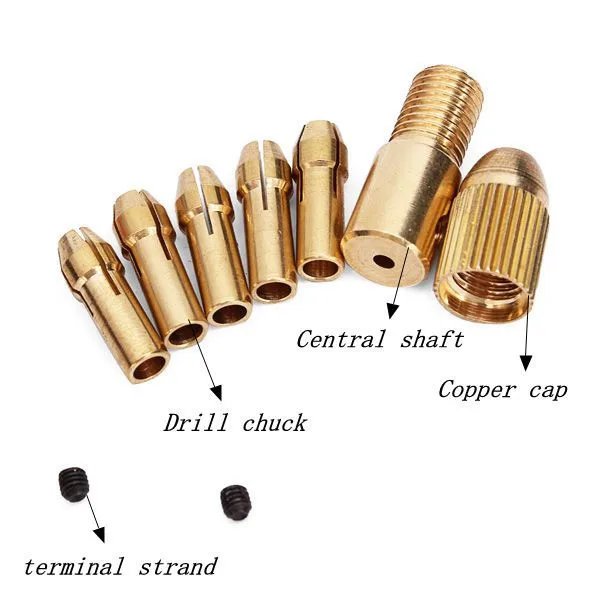 

7pcs/set 0.5-3mm Small Electric Drill Bit Collet Micro Twist Drill Chuck Set