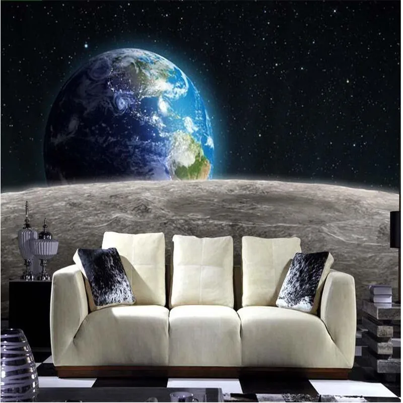 

beibehang Modern photo wallpaper Earth 3D universe Moon made from large size living room restaurant TV backdrop mural modern