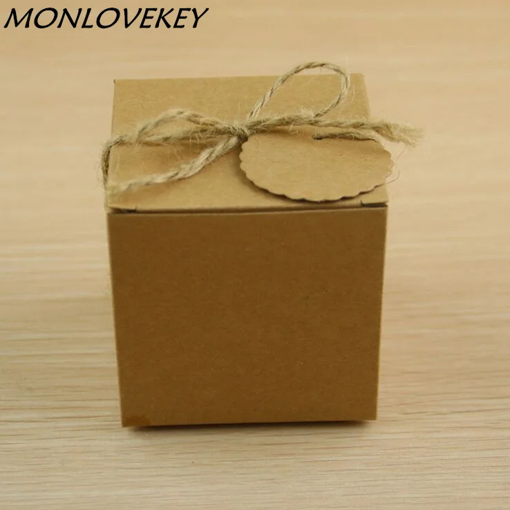 Большой размер 7*7*7 см 12 шт крафт бумажная коробка конфетная DIY свадебный подарок