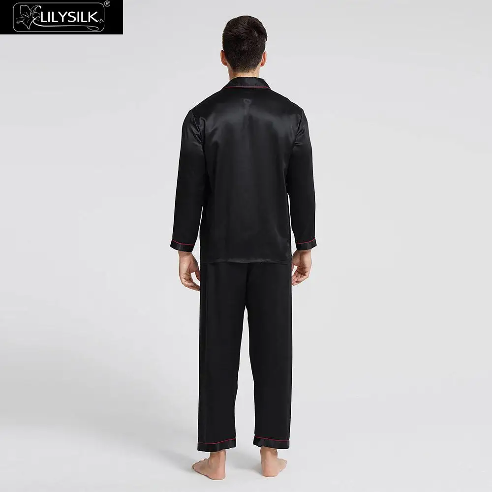 LilySilk пижамный комплект мужские пижамы одежда для сна длинные чистый 100 шелк 22 momme