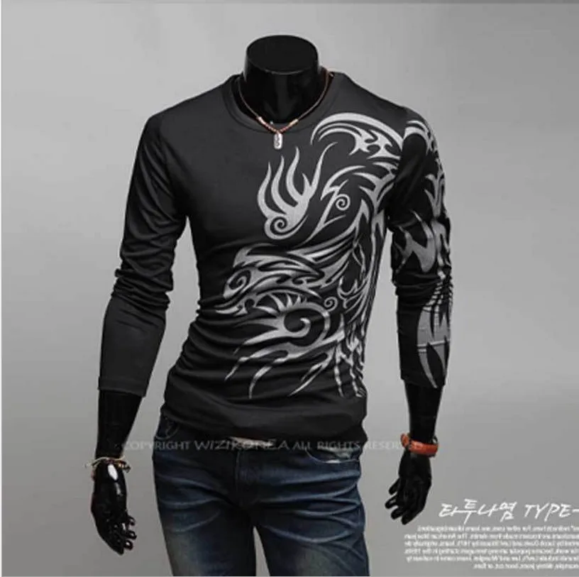 Leisure Dragon Shirts Men Hooded sweater Men's Tight Sport Cloth Breathable Thermal Blouse Autumn Winter Running Gym Sweatshirt | Спорт и