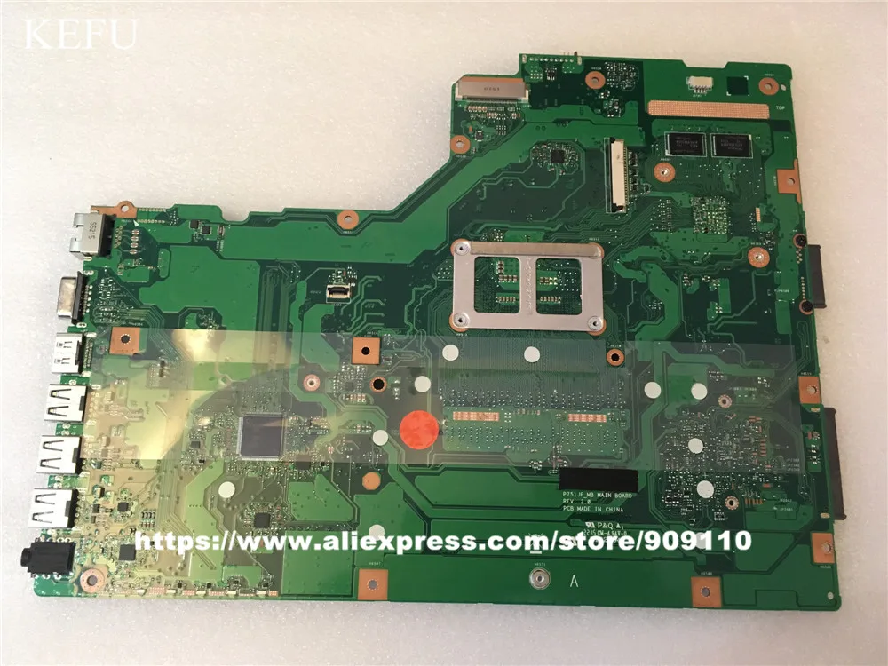 Материнская плата KEFU для ноутбука ASUS P751JF Rev.2. 0 PGA947 DDR3 с графикой 4 Гб 60NB0810 полное