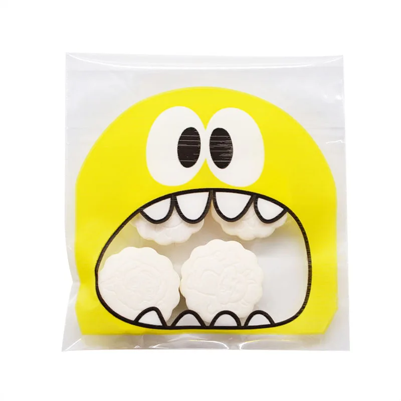 

50Pcs Cute Big Teech Mouth Monster Plastic Bag Wedding Birthday Cookie Candy Gift Packaging Bags OPP Self Adhesive Party Favors