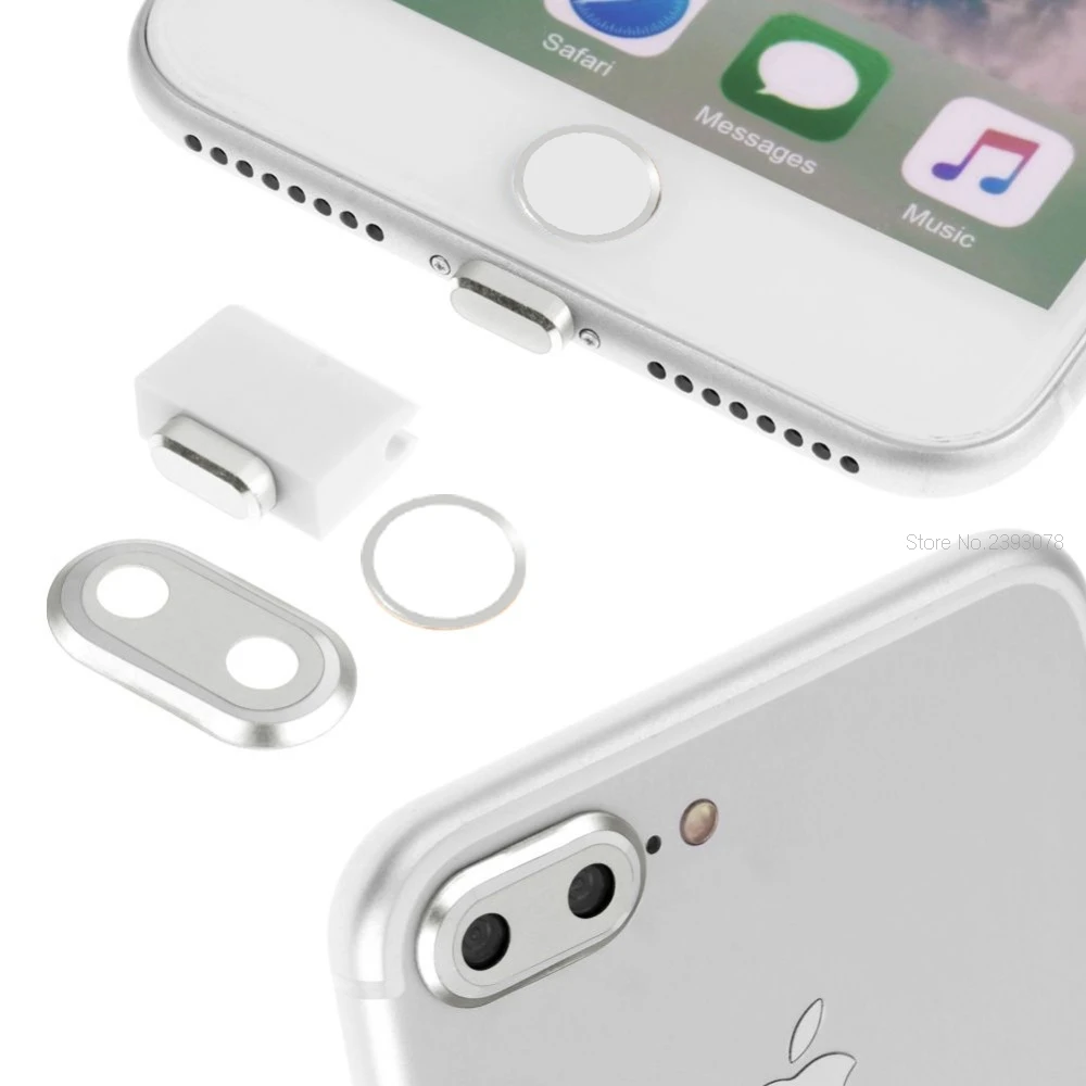BINFUL для iPhone 7, 8, 4,7 Plus, 5,5, 3 в 1, металлическая задняя камера, защитная крышка, чехол, кнопка домой, наклейка, кольцо, заглушка от пыли