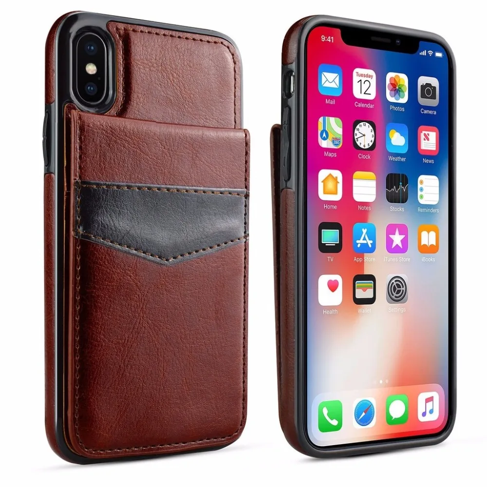 For iPhone XS Max XR X Case Leather Wallet Magnetic Flip Cover Thin Slim iphone 8 7 Plus 6 6s |