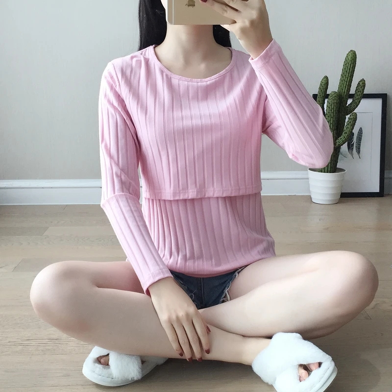 Long Sleeve Maternity Nursing Tops Pregnancy Breastfeeding Tees Shirt Clothes For Pregnant Women Wear Feedding Top Clothing | Мать и